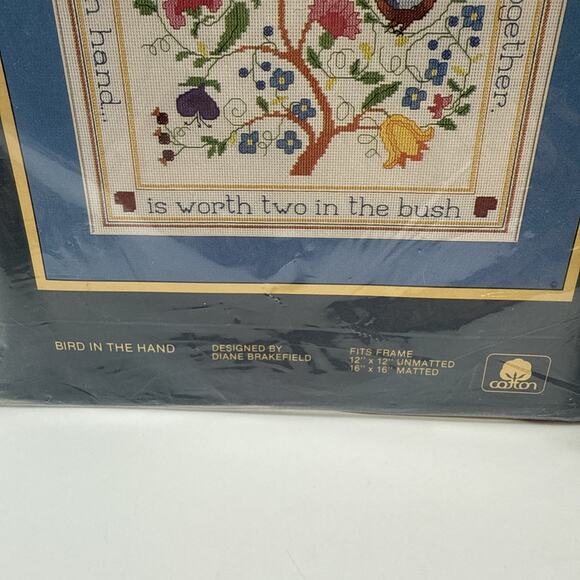 Vtg Sunset 2993 Bird In The Hand Counted Cross Stitch Kit 12”x12” Open Complete+ - Picture 4 of 12